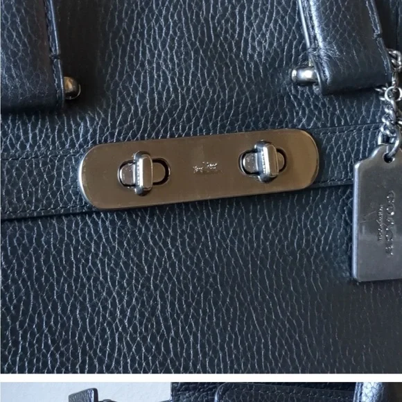 Like New RARE Coach Swagger 37 Satchel Ombré Rivets in black leather - Picture 7 of 14